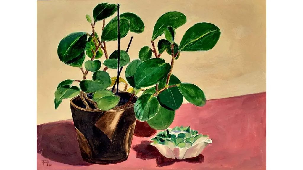 Painting of green potted plant