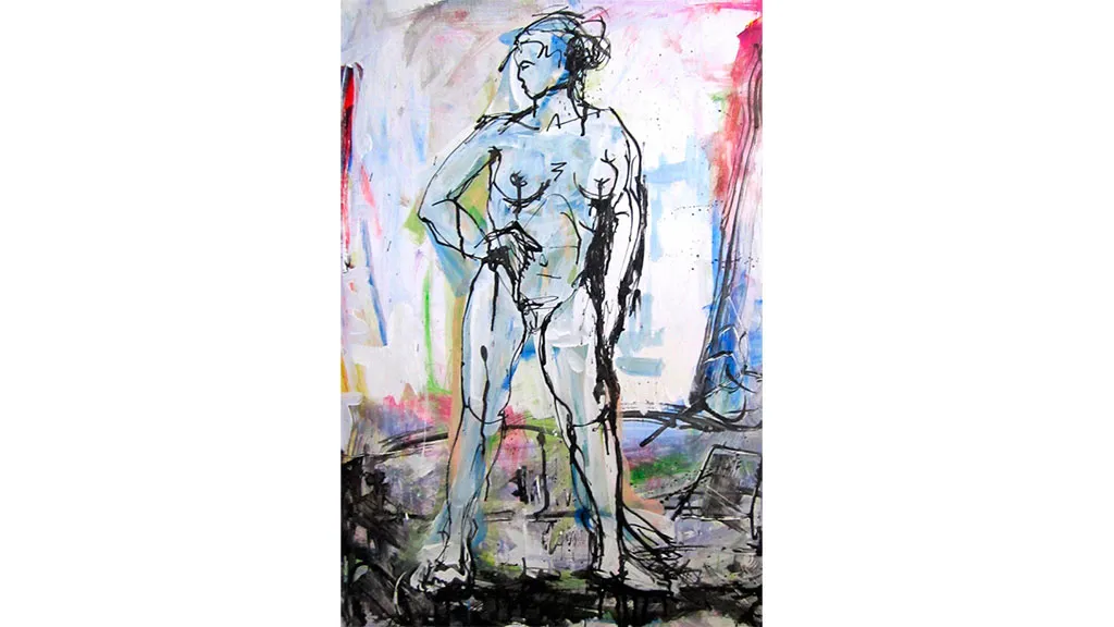 Painting and drawing of standing model by John Bonnesen Wolff