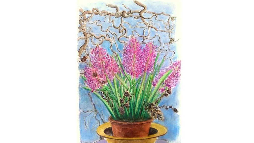 Painting of hyacinths by Freja Larsson