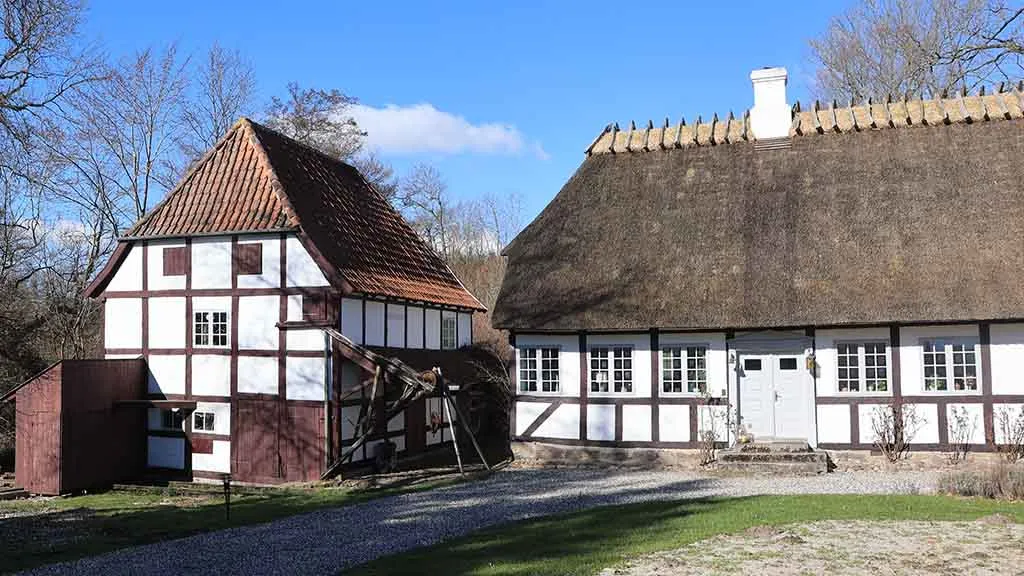 Røde Mølle and farmhouse in springtime