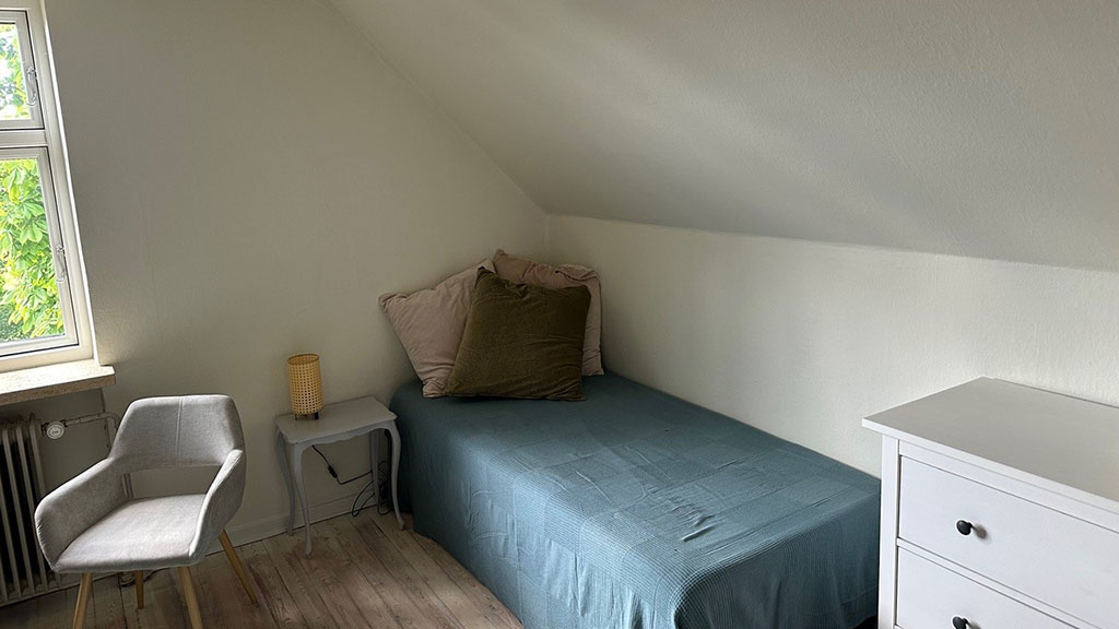 Bedroom with single bed at Æbelø B&B