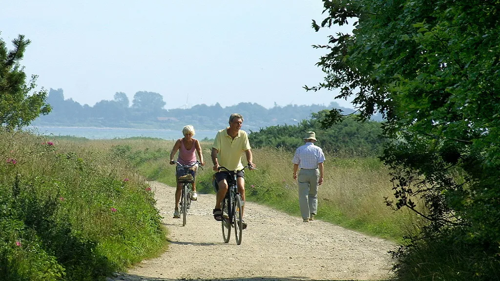 Cyclists on the path around Enebærodde