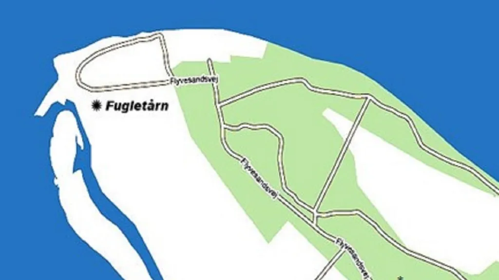 Map of trails on Agernæs and Flyvesandet
