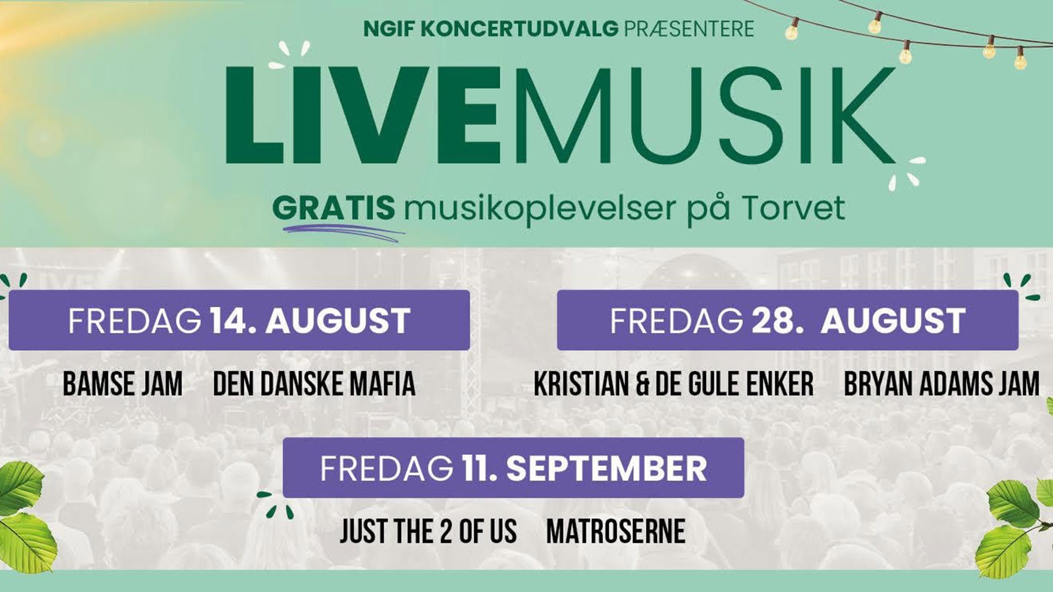 Gratis fredagskoncerter på Torvet i Nyborg