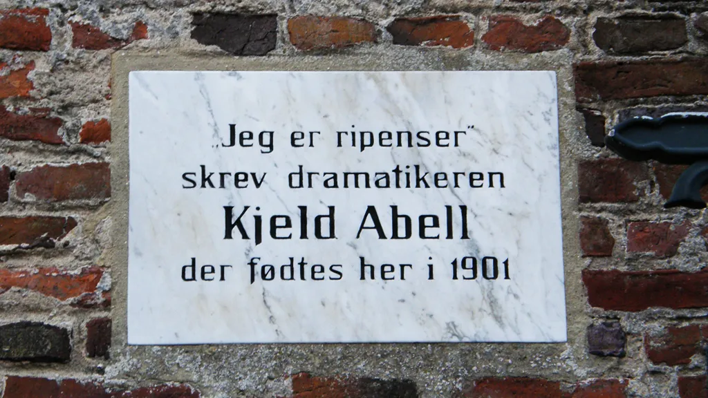 Memorial plaque for author Kjeld Abell