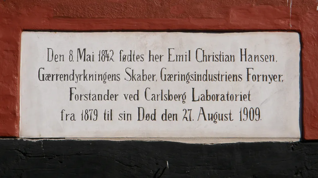 Memorial plaque over Emil Christian Hansen