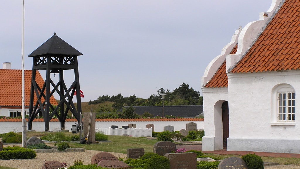 Mandø Kirche und Glockenturm