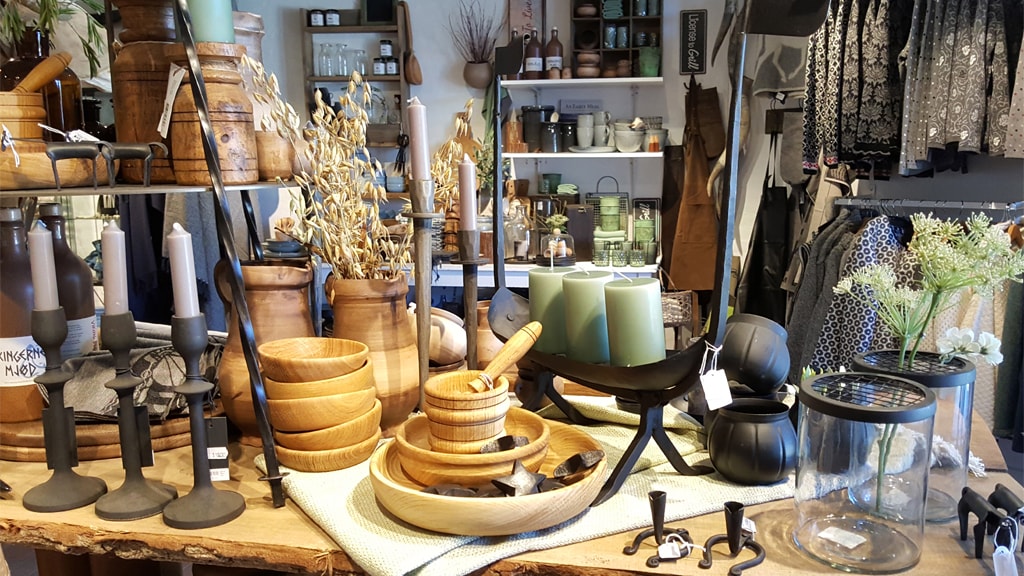 Wood products in the shop at Ribe VikingeCenter