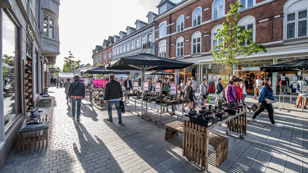 The pedestrian street in Esbjerg