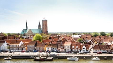 Ribe Kathedrale mit Skibbroen im Vordergrund