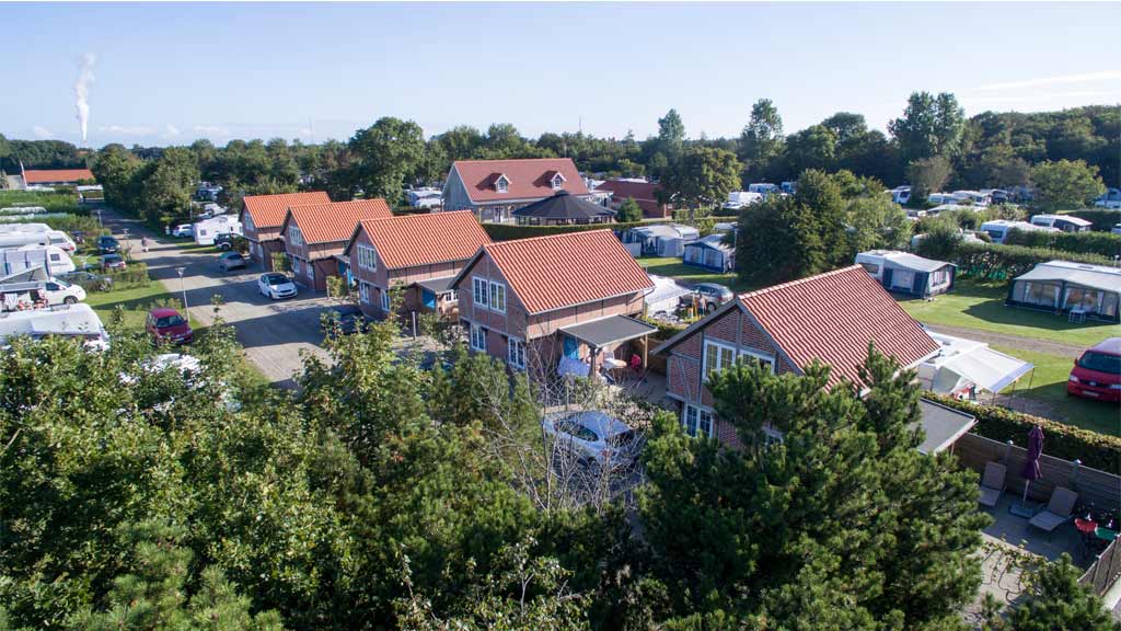 A view of the cabins at Ribe Camping