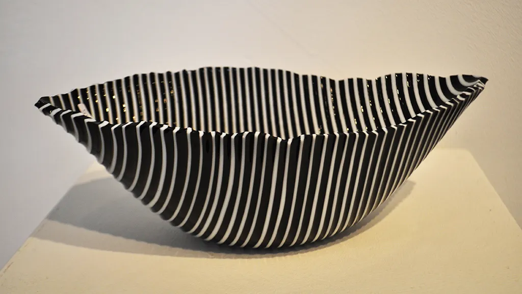 Striped glass bowl from Ribe Glass & Gallery