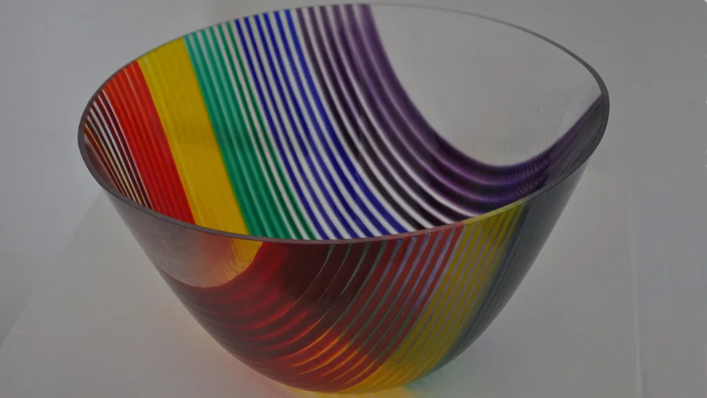 Rainbow glass bowl from Ribe Glass & Gallery
