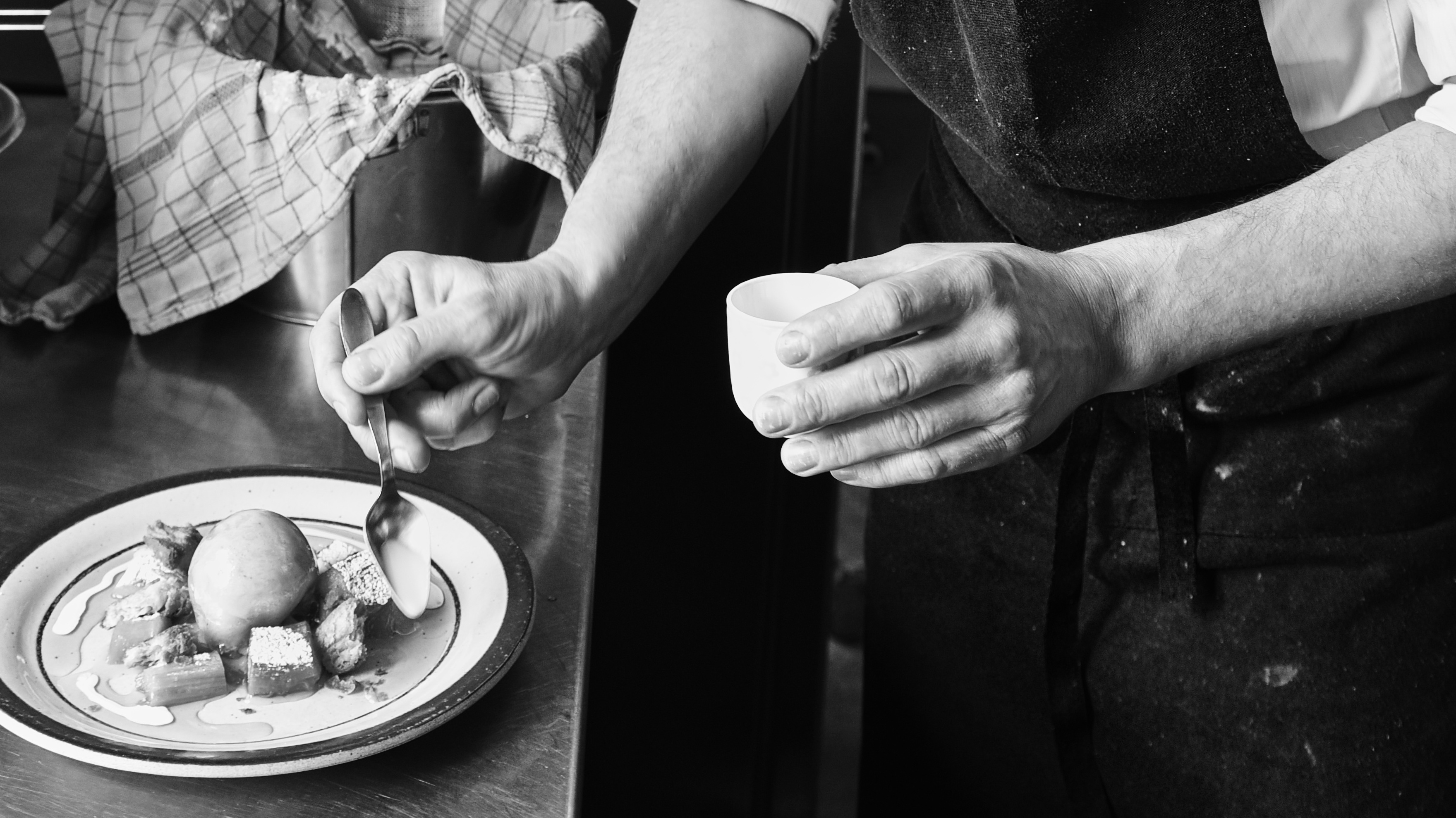Chef plating a dish