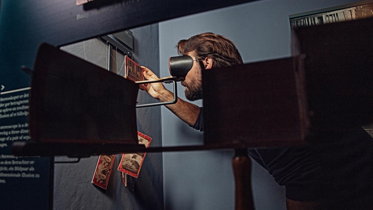 A man at a viewer