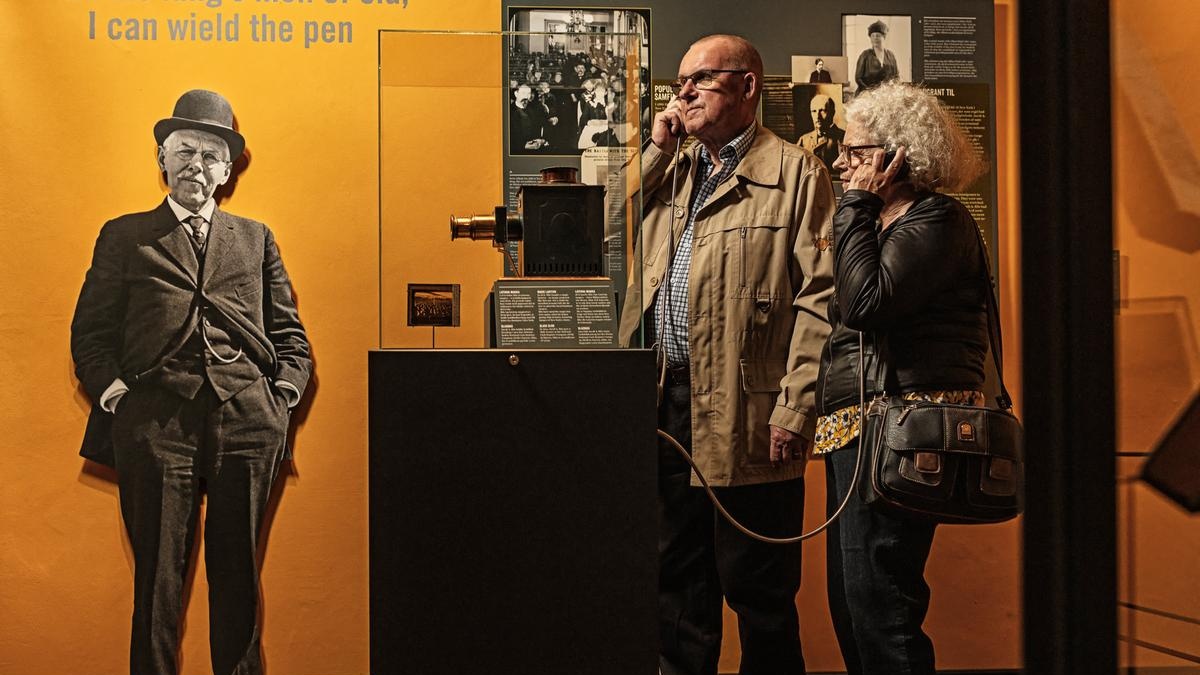 Visitors at an exhibit