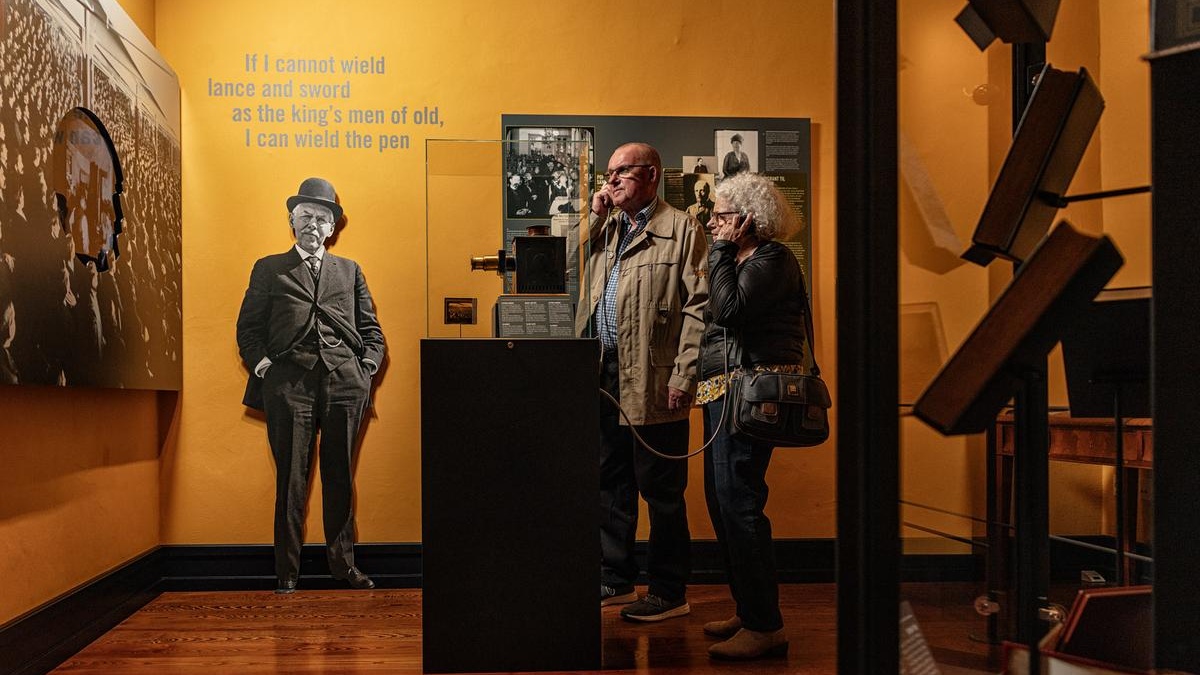 Visitors at an exhibit