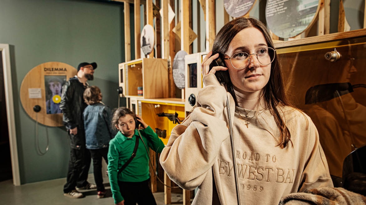 Visitors at an exhibit