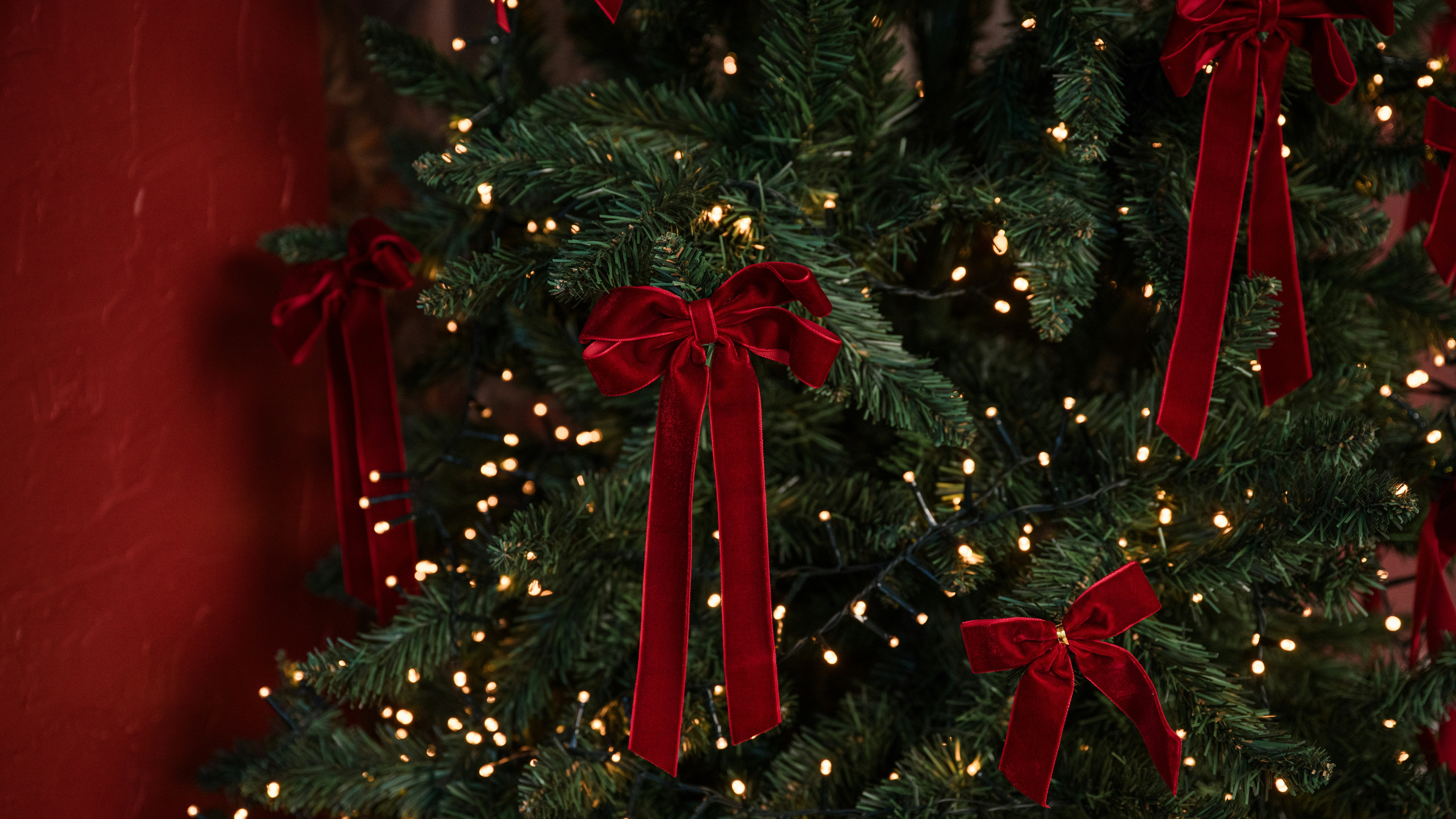 Christmas tree, red bows