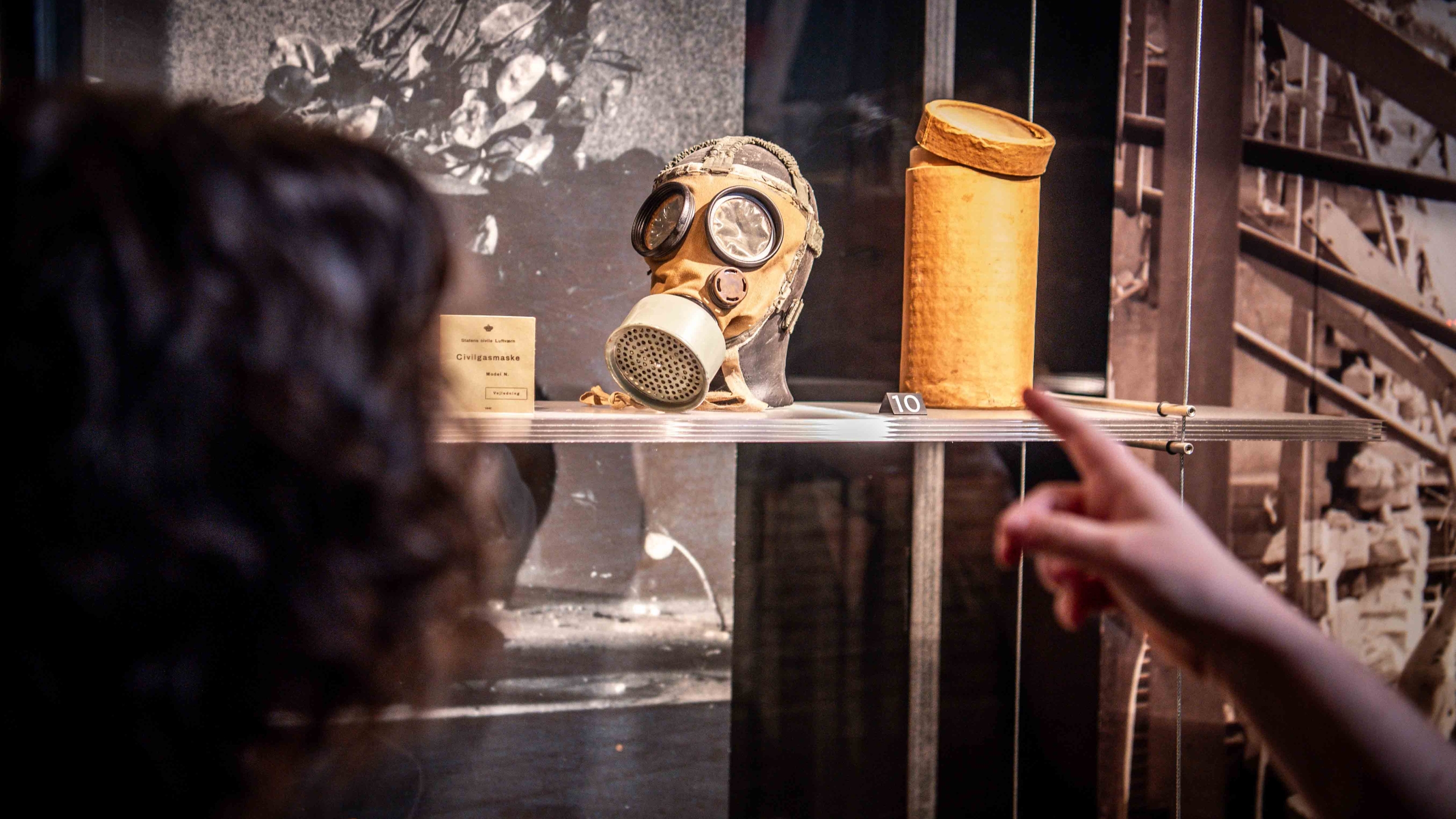 Gasmaske in einer Ausstellung im Ringkøbing Museum