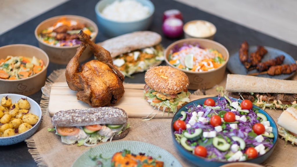 oven-roasted chicken, fresh salads, sandwiches and bagels