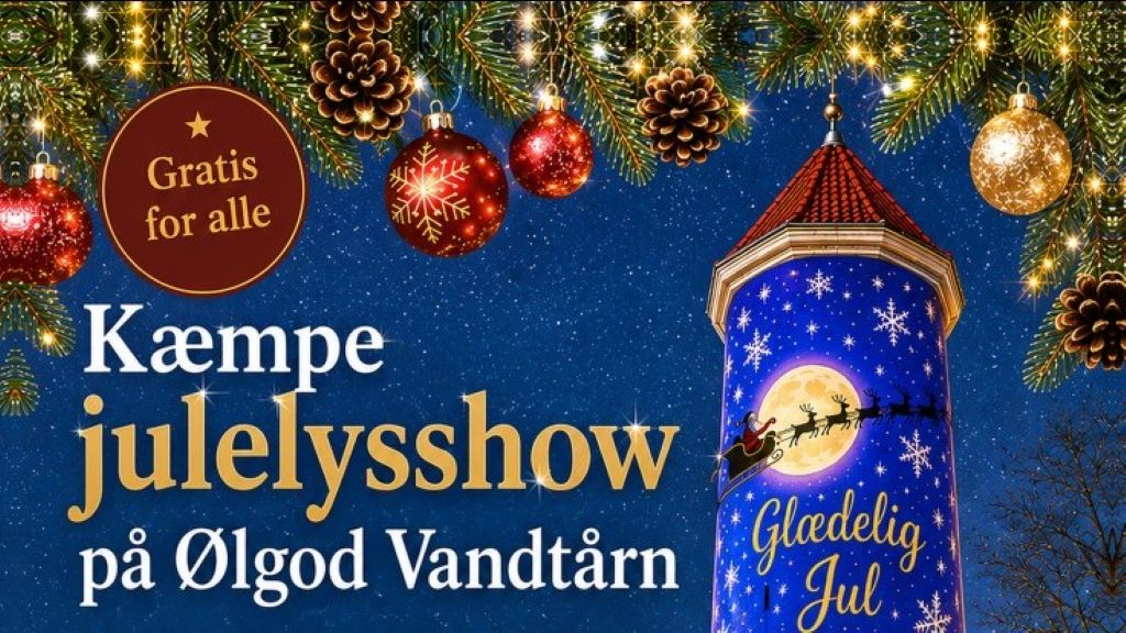 Julelysshow på Ølgod Vandtårn