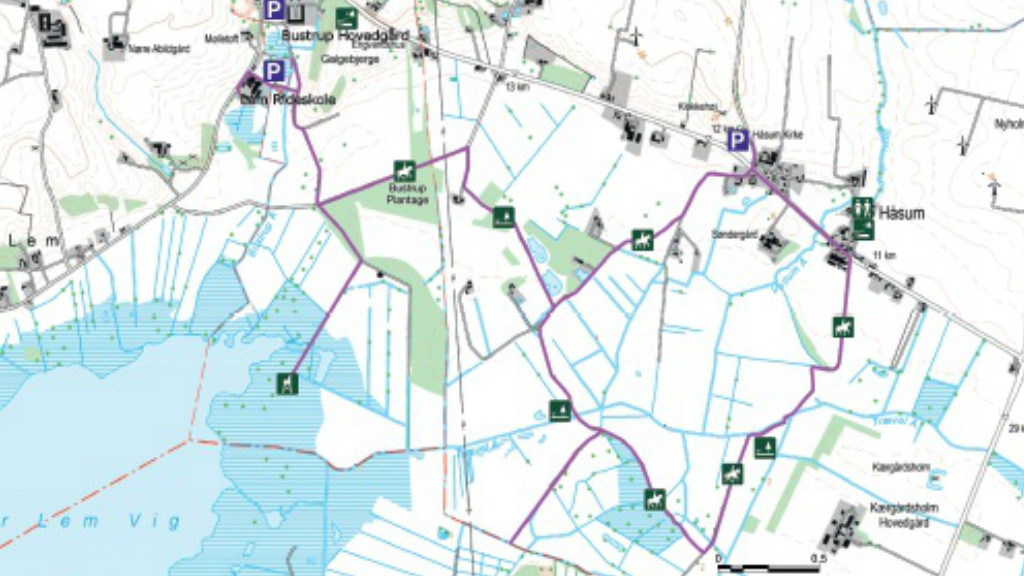 Reitroute im Gebiet Håsum Enge