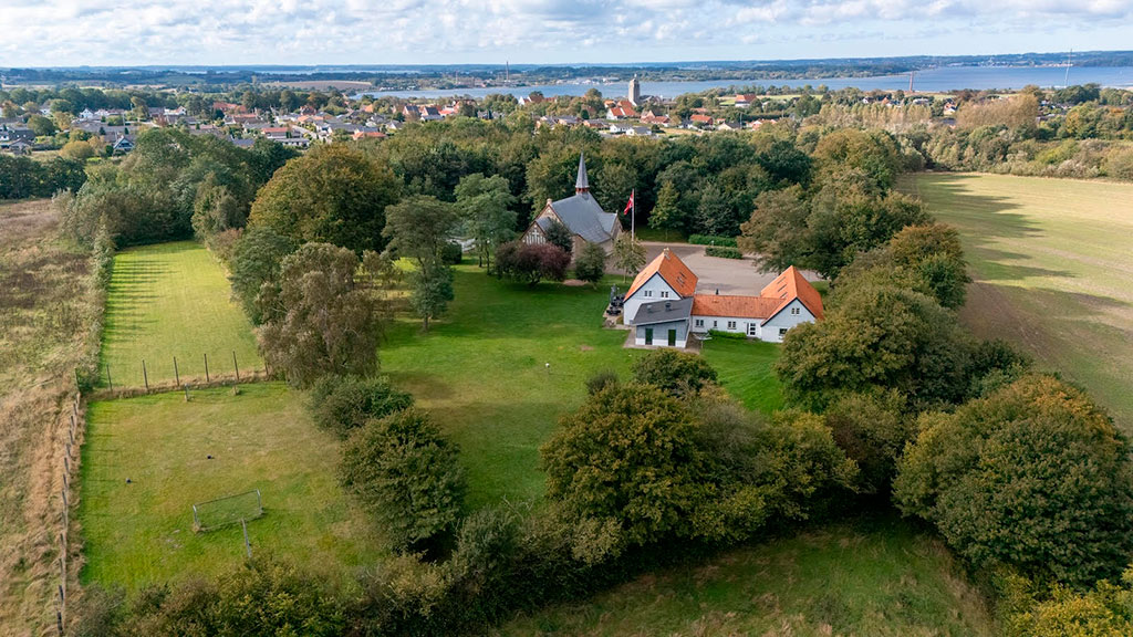 Sundeved Centret with Flensburg Fjord on the horizon