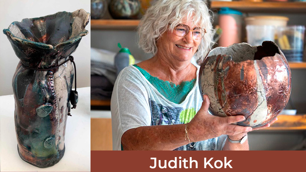 Judith Kok stellt im Hofrådens Hus während der Osterausstellung auf der Insel Als im Jahr 2026 aus.