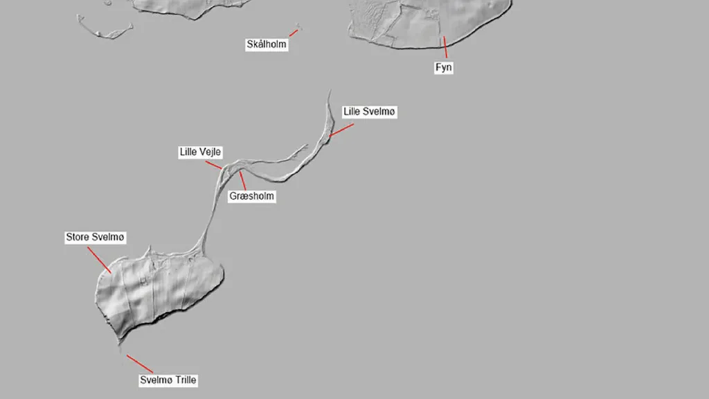 Skyggekort over Svelmø. Kort: GeoFyn.