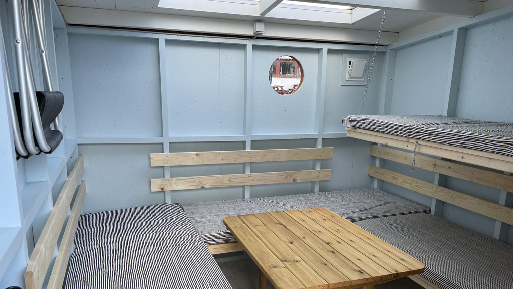 Floating shelters at Lohals Harbor