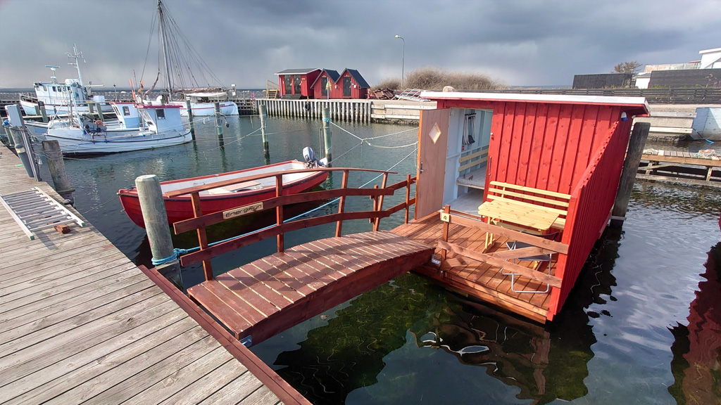 Floating shelters at Lohals Harbor