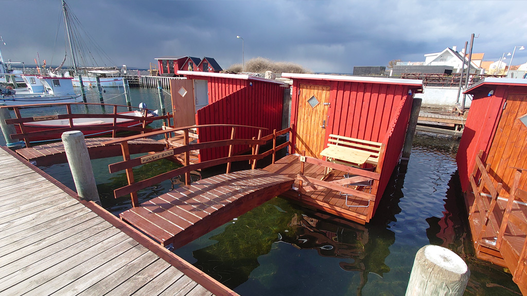 Floating shelters at Lohals Harbor
