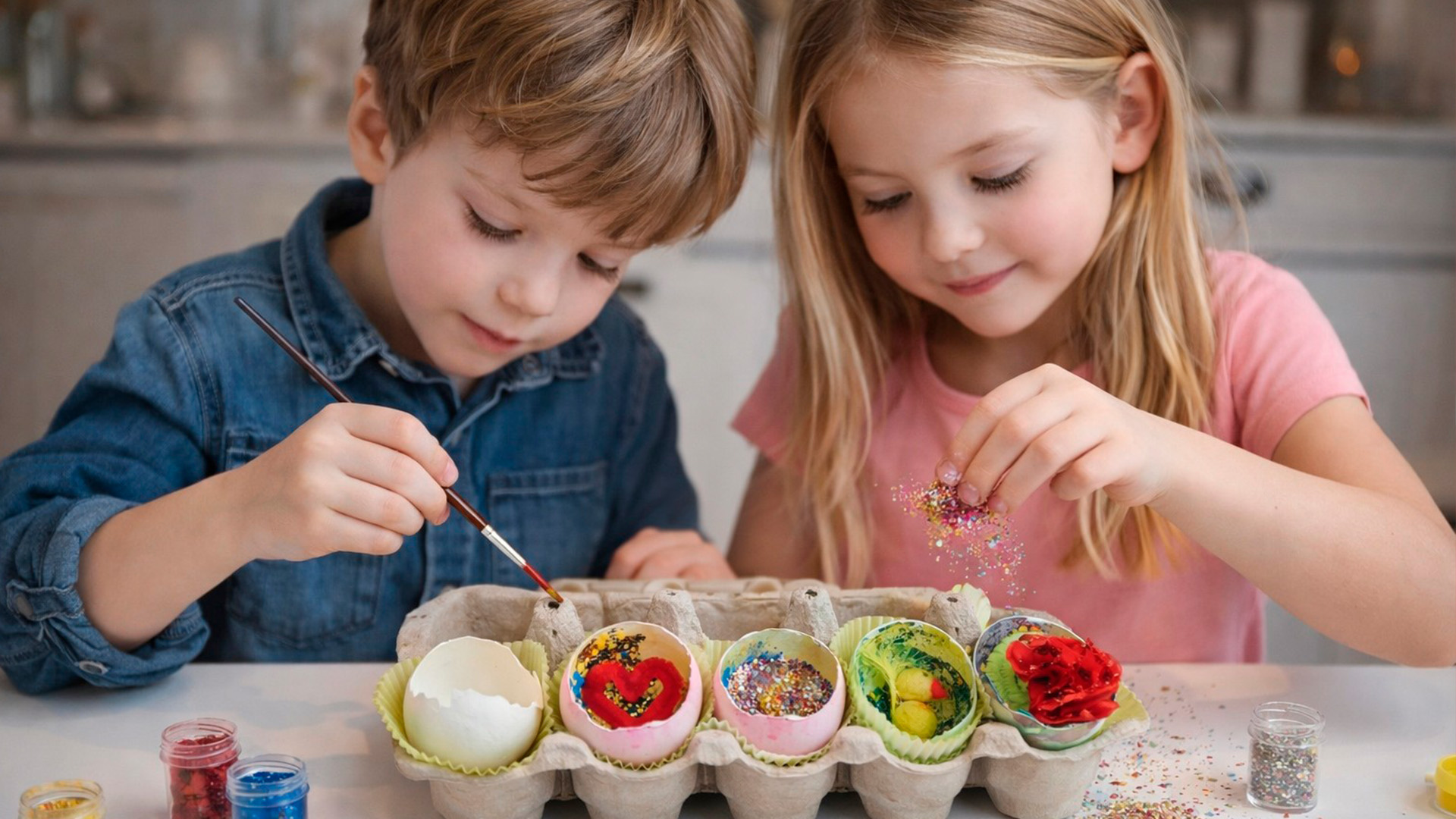 Børn der maler på påskeæg