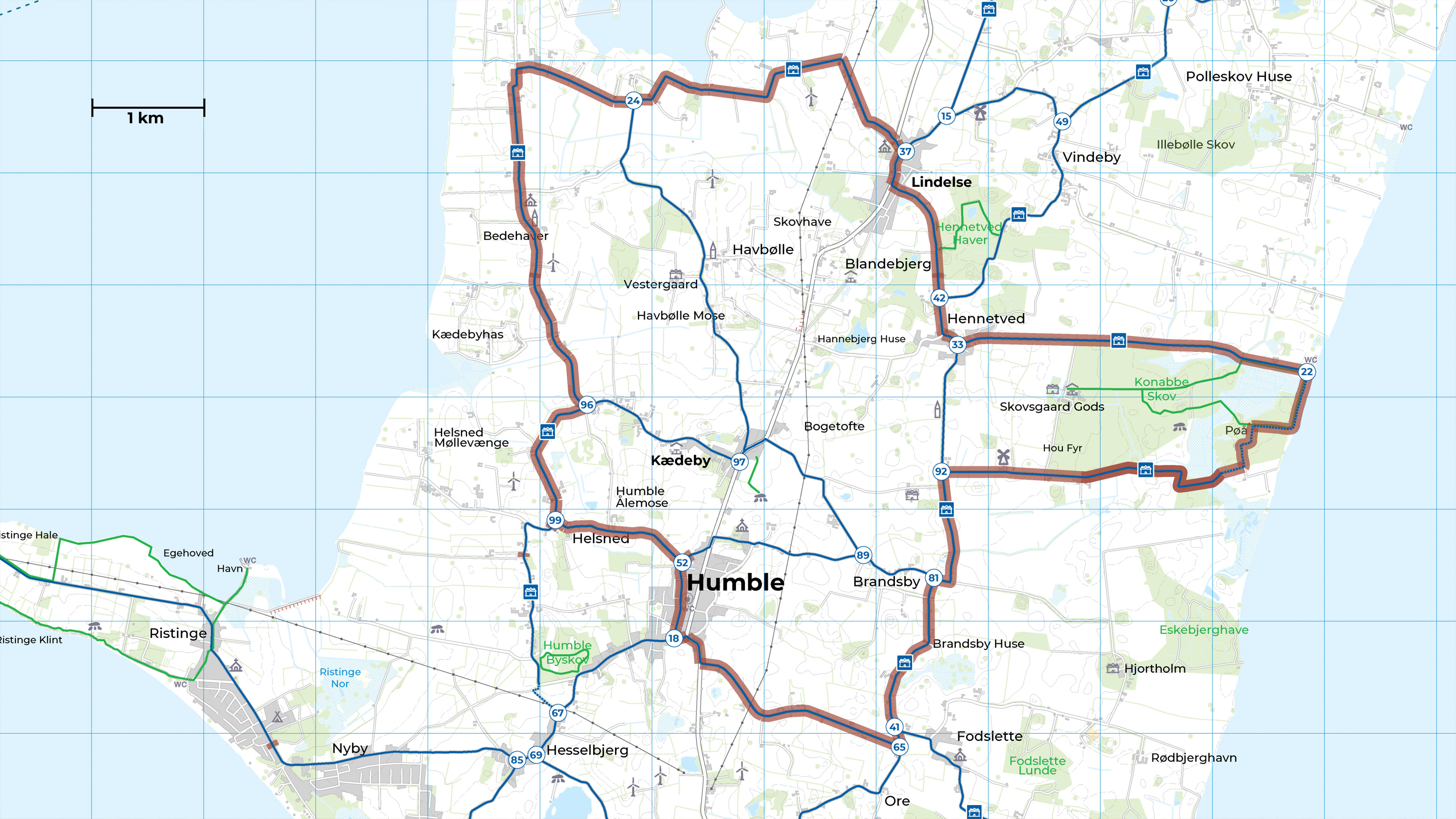 Humble–Lindelse Cycle Route, 30 km
