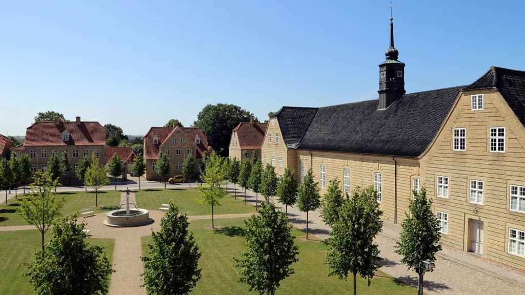The church in Christiansfeld _ Seen from above