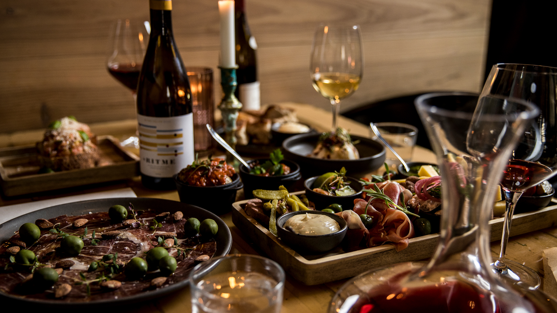 Picture of a table set with food