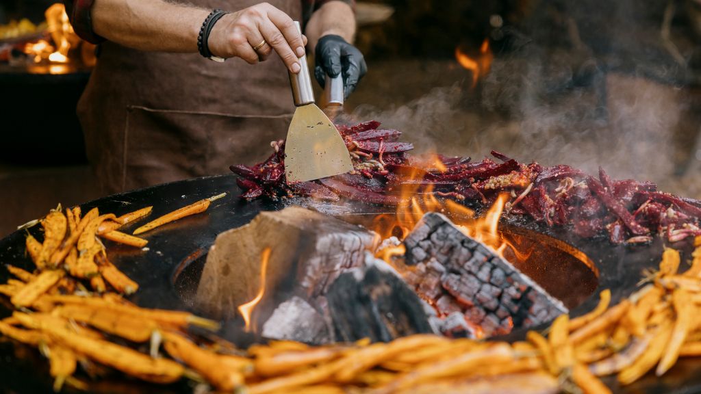 Picture of food by the fire