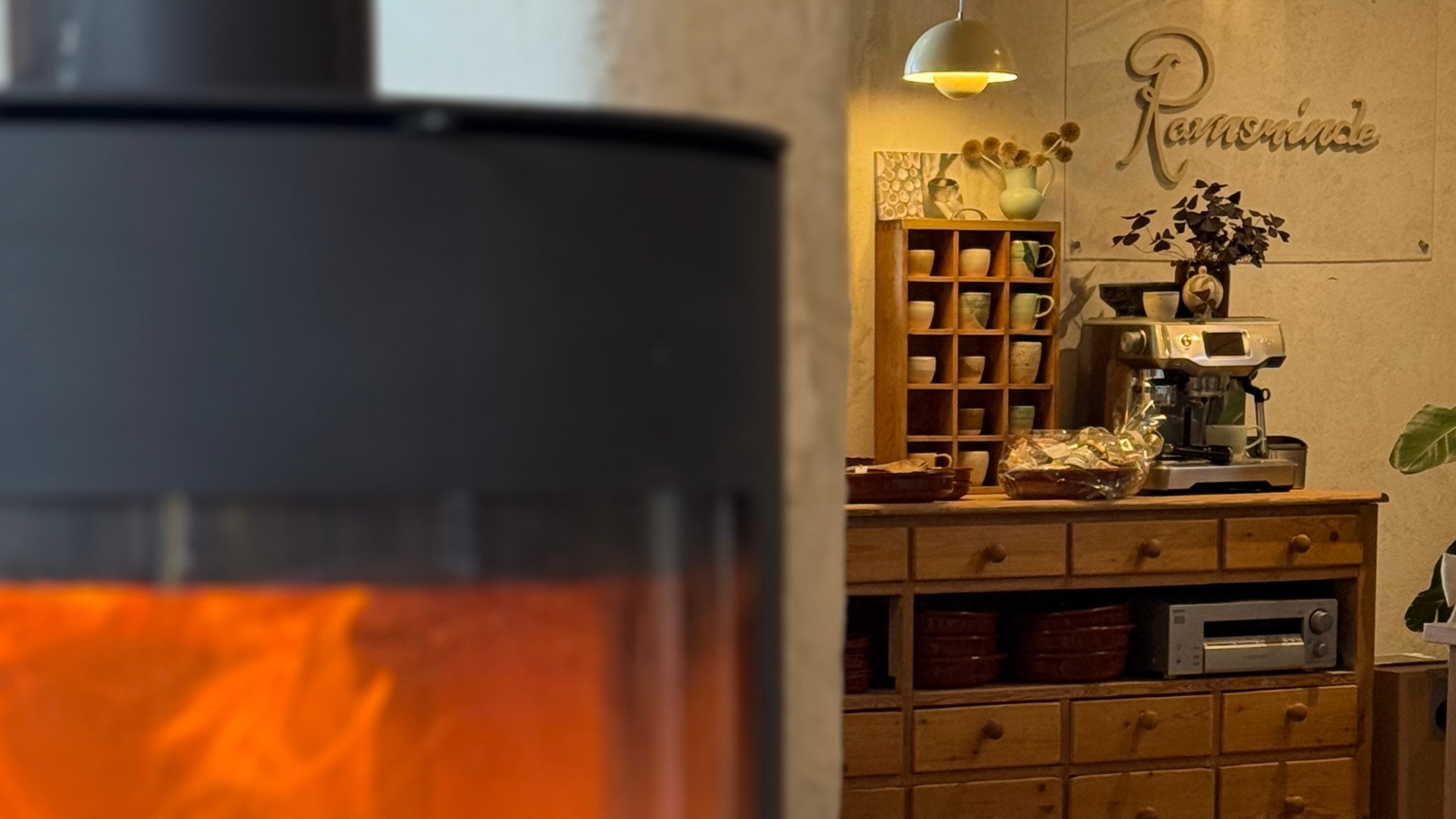 Wood stove & coffee nook