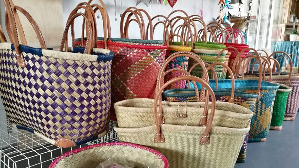 Woven bags in the store at Sdr. Vissing Torvehal