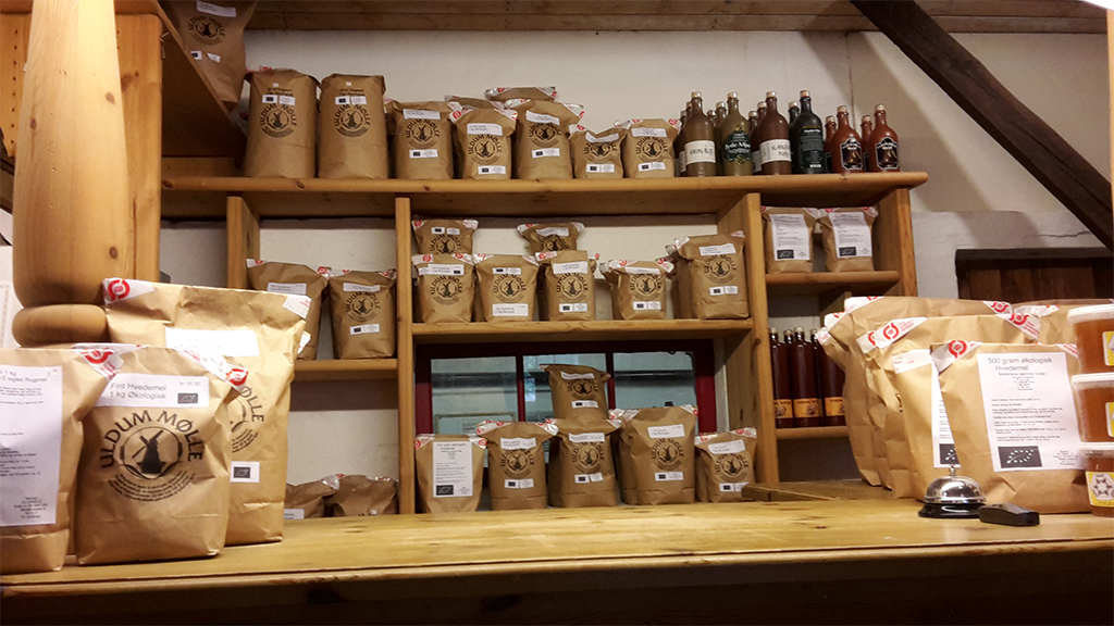 Ground flour from the working mill at Uldum Mølle Museum