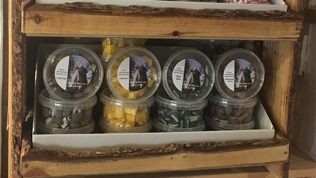 Candies for sale at Uldum Mølle Museum