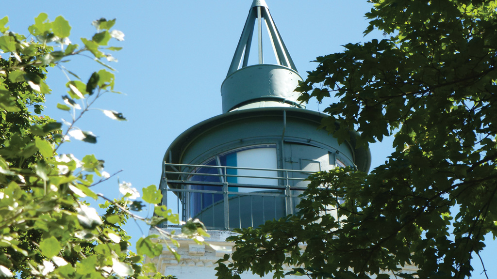 The church tower of Tunø Church.