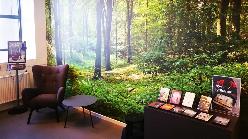 An audiobook display at Horsens Library