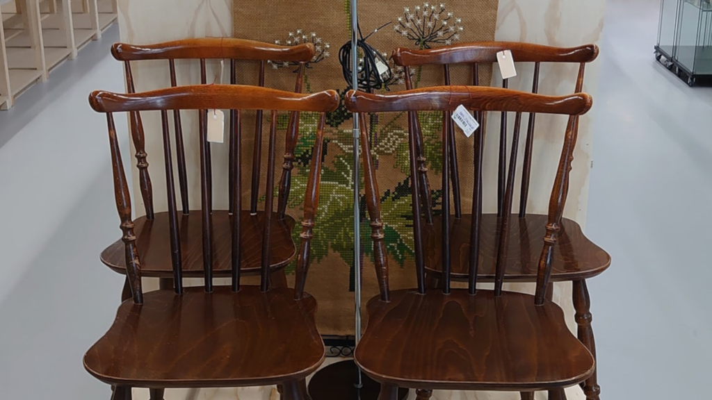 Old chairs at the flea market Kirppu in Horsens