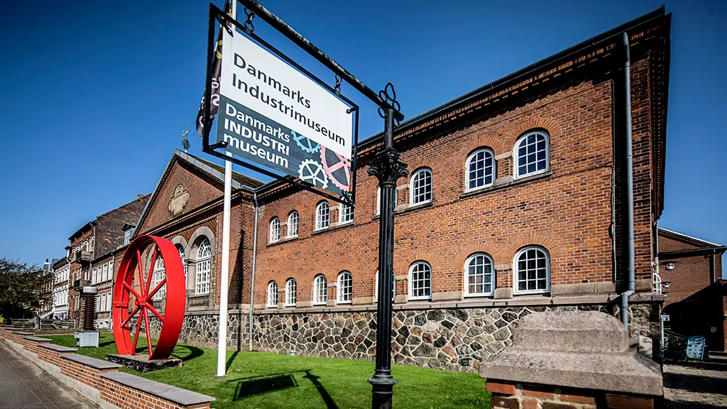 The Industrial Museum in Horsens seen from Gasvej with a blue sky