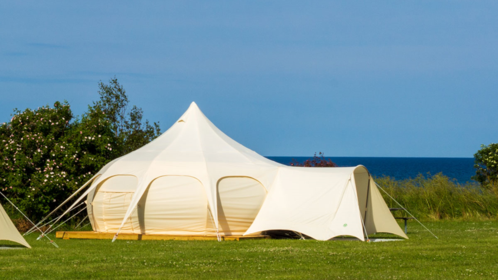 Glamping tent with sea view at NFJ Naturist Camping