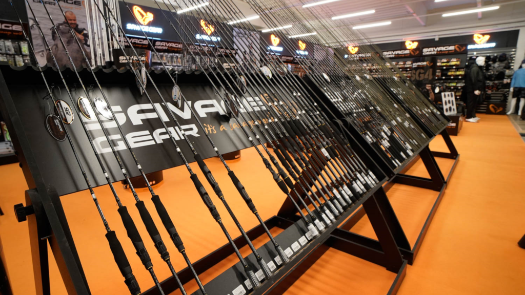 Fishing rods in a stand at Effektlageret in Horsens