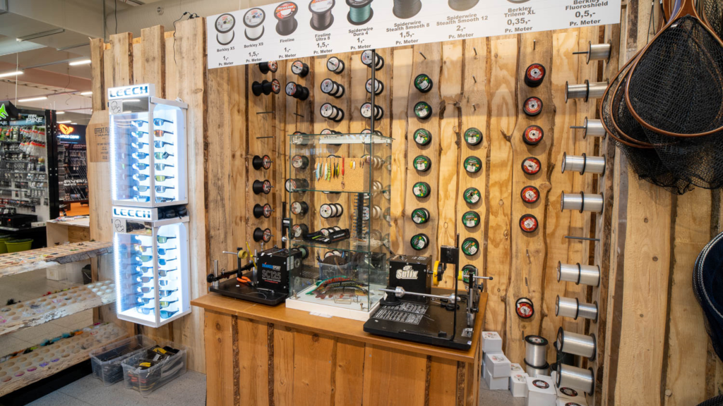 Display of fishing reels at Effektlageret in Horsens