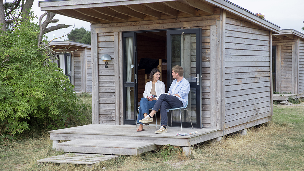 Destination Kystlandet in the East Jutland Archipelago offers affordable cabins at the Tunø Campsite by Tunø Beach